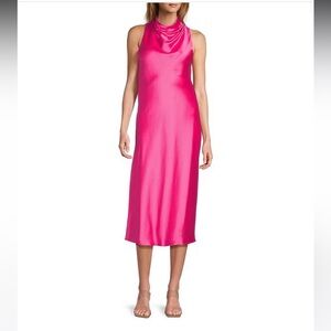 NWT Antonio Melani Marine Satin Halter Neck Slip Dress